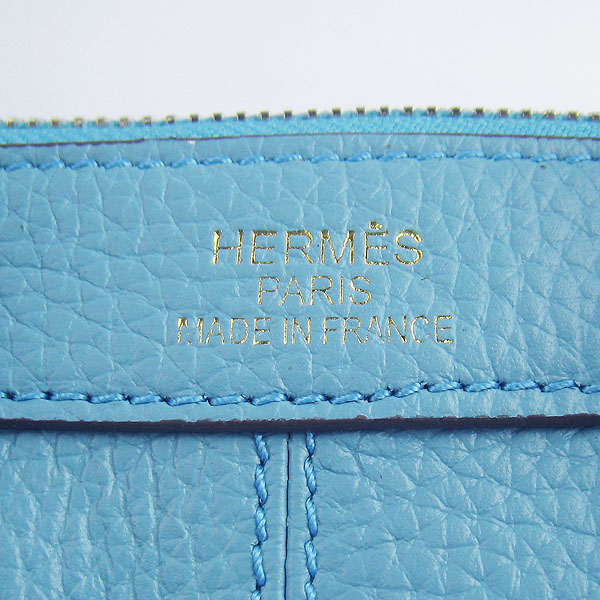 Fake Hermes New Arrival Double-duty leather handbag Light Blue 60669 - Click Image to Close